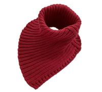 Dolcevita invernale da donna in maglia a costine colletto finto tinta unita sciarpa triangolare staccabile avvolgente antivento scaldacollo finto collo alto collare, Rosso vinaccia, Taglia unica