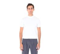 Dolcevita Uomo Invernale Mezzo Collo Maniche Corte Lupetto Mezza Manica Sottogiacca Tinta Unita Slim Fit (IT, Testo, XXL, Regular, Regular, Bianco)