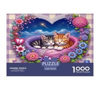 Dolci Gatti Gemelli Puzzle per Adulti Puzzle 1000 Pezzi Corona Floreale Romantica Gioco di Puzzle Carta Relax Regalo Arredo Casa 70x50cm/1000pcs 70x50cm/1000pcs