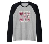Dolci Ragazze Mangiare Jam Appassionato Trattare Maglia con Maniche Raglan
