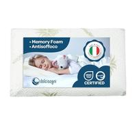 DOLCI SOGNI Cuscino Lettino Bambino Antisoffoco, 60 x 40 cm, spessore 6 cm, OEKO-TEX® e CertiPUR™ Cuscino per asilo, per bambini, modello Aloe, da viaggio, 100% Made in Italy