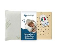 DOLCI SOGNI Cuscino Lettino Bambino fino a 5 anni | Antisoffoco 50x30 Memory Foam Spessore 5,5 cm, OEKO-TEX® e CertiPUR™ | Cuscino per Asilo | Cuscino da Viaggio Modello Aloe 100% Made in Italy