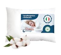 DOLCI SOGNI Cuscino per Bambini - Cuscino 60 x 40 cm - Ipoallergenico Antibatterico Morbido sulla Pelle Sensibile Fodera Naturale 100% Cotone Traspirante e Sicuro per Bambini - Made in Italy