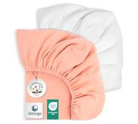 DOLCI SOGNI - Lenzuola Lettino Neonato 60x120 in Mussola - Set Lenzuolino con Angoli Traspirante per Lettino con Sbarre e Brandina Asilo Nido - Certificato Oeko-TEX -1 x Rosa + 1 x Bianco