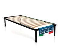 DOLCI SOGNI - Rete Letto Singola 80x190 Ortopedica a Doghe di Legno, con Piedi Stabili e Tappi Anti-Scivolo, Struttura in Ferro, 100% Made in Italy