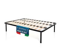 DOLCI SOGNI - Rete Letto Una Piazza e Mezza alla Francese 140x190 Ortopedica a Doghe di Legno con Doppia Barra Centrale di Rinforzo, Struttura in Ferro, 100% Made in Italy