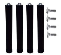 DOLCI SOGNI Set 4 Piedi Rete Universali Doghe Letto Gambe in Ferro, Acciaio, nero, h (solo gamba):40cm