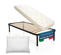 DOLCI SOGNI Set Rete Letto Singolo 90x190, Rete a Doghe Letto Singolo con Materasso e Cuscino, 100% Made in Italy, Materasso Waterfoam, Rete Singola con Doghe di Legno
