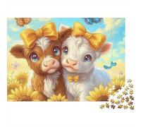 Dolci Vitellini Puzzle 1000 Pezzi Carta Puzzle per Adulti Stile Girasole Campestre Gioco di Puzzle 1000 Pezzi Relax Arredo Regalo 70x50cm/1000pcs