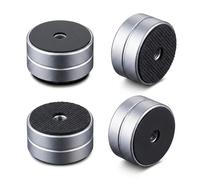 DolDer 4 Pezzi Piedini in Alluminio per Apparecchiature HiFi Assorbitori per PC con Elevata Stabilità e Ammortizzatori in Gomma 30 x 15mm Piedini Ammortizzanti per Altoparlanti (15mm Altezza Argento)