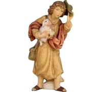Dolfi | Pastorello con cappello e pecorelle 10 cm | Legno Dipinto a Mano in Val Gardena | Presepe e Natività