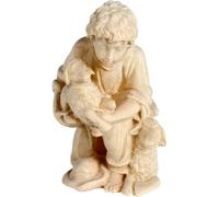 Dolfi | Pastorello in ginocchio con pecore e agnello in braccio 8 cm | Legno Dipinto a Mano in Val Gardena | Articolo Religioso