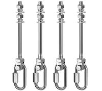 Dolibest 4 ganci per altalena, M10 x 225 mm, resistenti ganci per amaca con moschettone, vite a vite per sedia, staffa di montaggio girevole a soffitto/trave per corda da yoga, cerchio aereo, sacco da