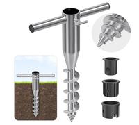 Dolibest Ancora per ombrellone da Spiaggia Resistente, Ancoraggio a Terra a Vite con 3 Maniche (Adatto a Pali da 2,5-5,1 cm), palo Antivento per ombrellone da Spiaggia, 5,6 cm, Design a Spirale
