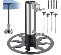 Dolibest Base per ombrellone da esterno resistente (fino a 5,1 cm), ancoraggio per ombrellone da patio, con picchetto di ancoraggio/espansione, base per ombrellone in acciaio per patio, cortile, erba