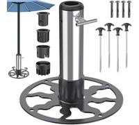 Dolibest Base per ombrellone da esterno resistente (palo da 1 a 1,9 pollici), ancoraggio per ombrellone da patio con picchetti/tasselli di espansione, base per ombrellone in acciaio per patio, cortile