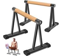 Dolibest Calisthenics Parallettes - 2 barre per flessioni, 31 cm, misura media, con manico in legno, attrezzatura per esercizi per L-Sit/body building/allenamento