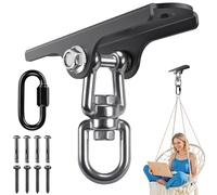 Dolibest Gancio per altalena, gancio per sedia per amaca nero, staffa da soffitto a 4 fori girevole a 360 gradi in legno/cemento corda da yoga/cerchio aereo/kit di sospensione per sacco da boxe