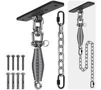 Dolibest Gancio per Sacco da Boxe, Gancio da soffitto per Boxe, Staffa oscillante a 4 Fori, Girevole a 360 Gradi, con moschettone e Molla da 6 mm e Catena da 100 cm per Appendere Sacchi Pesanti