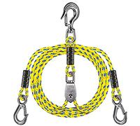 Dolibest Imbracatura da traino per barche, corda per rimorchio, corda per wakeboard, corda per tubo con 3 connettori permanenti in acciaio inossidabile antiruggine (1 gancio girevole a 360°) e puleggia per tubi, sci, Seadoo, 2,4 m