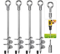 Dolibest Kit di Ancoraggio a Terra Resistente, 46cm Viti di Ancoraggio, Ancoraggio per capannone, Punta Spirale Campeggio Altalena/Campeggio/Tenda/Capannone/Cane/Portico Occhiello Fisso, 4 Confezioni