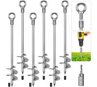 Dolibest Picchetti per tenda resistenti, 76 cm, con vite di ancoraggio a terra, in metallo, sabbia, sabbia, vento, tempesta, picchetto per altalena, campeggio, capannone, cane, tettoia, tettoia con
