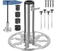 Dolibest Portaombrelli da patio resistente (palo da 1 a 1,9 pollici), base per ombrellone da esterno con picchi/tasselli di espansione, base per ombrellone in acciaio per patio, cortile, erba/cemento