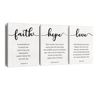 Dolimifa Set di 3 stampe su tela con frase della Bibbia ispiratrice con citazione d'amore, speranza, fede, stampa su tela, pronta da appendere, decorazione per casa e ufficio (30,5 x 38,1 cm)