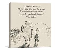 Dolimifa Stampa artistica da parete con citazione classica di Winnie the Pooh, in stile retrò, con scritta in inglese "We can be together all the time", stampa su tela, pronta da appendere (20 x 20 cm