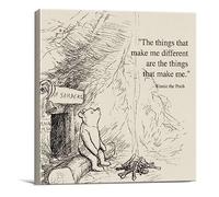 Dolimifa Stampa artistica da parete con citazione classica di Winnie the Pooh, in stile vintage, con scritta in inglese The Things That Make Me Different Sayings, pronta da appendere (20 x 20 cm)