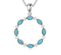 DOLIOX Collana da donna, in vero argento Sterling 925, con ciondolo a forma di cerchio, in vera marchese, gioiello in stile bohémien