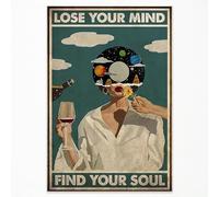 DOLJKCS Poster vintage Lose Your Mind Find Your Soul, stampa artistica da parete in stile rétro di metà secolo, decorazione moderna per la stanza da letto, soggiorno, camera da letto, 61 x 91 cm,