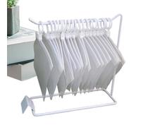 Doll Clothes Rack, Doll House Costume Stand Organizer with Hangers and Storage Base, Tiny Dresses, Shirts, Coats, Role Play, Toy Display Girls,21.5x7x20cm White