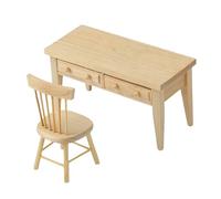 Doll House Furniture, Table Chairs Set, 1/12 Scale Tiny Ornaments, Birch Photo Props for Collectors, Pretend Play, Architectural Model Making, Toy Display, Kids, Boys, Fairy Garden, 11.6x5.3x6.2cm