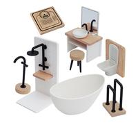 Doll House Set, Miniature Bathroom Scene, Scale Furniture Set, Interactive Pretend Play Accessories for Boys Girls Doll House Artistic Fun Educational Imaginative Decoration Toys 12.2x6.3x6cm