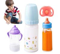 Doll Nursing Bottle - 3 pezzi Odorless Magic Milk Nursing Bottles for Dolls, Magic Bottles for Dolls, Flexible Doll Feeding Toy Set Multifunctional Pretend Play Feeding Toy Set with Pacifier for Boys