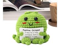 Doll Octopus Doll - Positive Crochet Animal with Encouragement Card, Handmade Soft Plush Toy Velft, Inspirational Design | Motivational Present for Teachers Students Women Men Car Rides Travel Daily