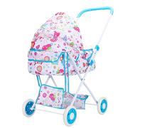 Doll Stroller With High Chair - Pink, Doll Pram Set, Folding Compact Design, Removable Canopy, Storage Basket, Smooth Rolling Wheels | Girls, Boys Ages 2-5, Daycare, Playroom, Park, Picnic, Tea P