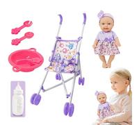 Doll with Stroller, Toy Doll Strollers for Todddler | 10 inch Exquisite Workmanship Dolls Playset with Stroller Dolls Accessories Pretend Toy Set for Kids Boys Girls 3+ Years Old