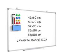 DOLLAR BOSS Lavagna magnetica, 60 x 45 cm lavagna magnetica da parete, lavagna bianca cancellabile a secco, lavagna da parete cornice in alluminio, Whiteboard