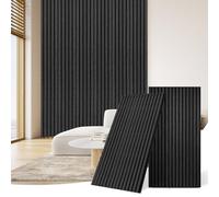 DOLLAR BOSS Pannelli acustici in legno, pannelli murali 3d 120x60cm 2 pezzi, parete in legno, parete antirumore, pannelli acustici, parete con modanature decorative per ufficio&camera&cucina Nero
