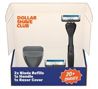 Dollar Shave Club Set da barba Guest Pass, 2 cartucce di ricarica extra vicine, 1 manico (nero), 1 copertura per rasoio