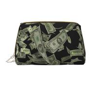 Dollar Sign Money Leather Hand Held Zipper Makeup Bag Pen Case Stationery Box Lipstick Pouch Toiletry Bag, bianco, Taglia unica