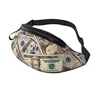 Dollari americani Simbolo del potere a tracolla per uomo Donna. Borsa in vita per viaggi, passeggiate, corsa, escursionismo, pesca.