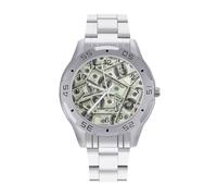 Dollari Bill Print Orologi da uomo in acciaio inox cinturino analogico al quarzo orologio da polso business, Stile:, regular, Bracciale
