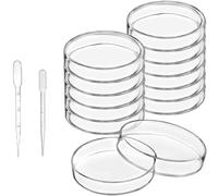 DollaTek 10 ciotole di Petri da 90 x 15 mm con coperchio e 2 ml + contagocce da 3 ml per buccia di coltura batterica sterile, coltura di tessuti vegetali da laboratorio Petri