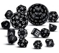 DollaTek 15 Pezzi Set Completo di Dadi Poliedrici D3-D100 Set di Dadi da Gioco per Giochi di Ruolo da Tavolo in Bianco e Nero