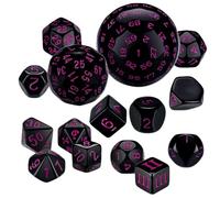 DollaTek 15 Pezzi Set Completo di Dadi Poliedrici D3-D100 Set di Dadi da Gioco per Giochi di Ruolo da Tavolo Nero e Viola