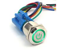 DollaTek 19mm 12V Interruttore momentaneo Interruttore a pulsante Simbolo di accensione Angel Eye LED Light Pulsante in metallo con cavo a spina - Verde