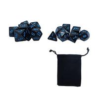 DollaTek 2 Set di Dadi Neri poliedrici Set di Dadi a 7 Dadi compatibili con Dungeons And Dragons DND Role Playing Pattern Blu